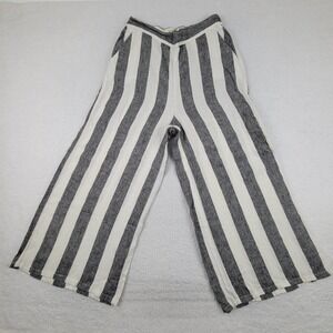 Christian Siriano Pants Womens Large Striped Wide Leg Summer Linen Casual Lightw